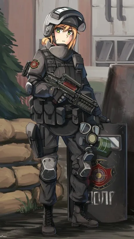 Anime Soldier Girl Phone Wallpaper