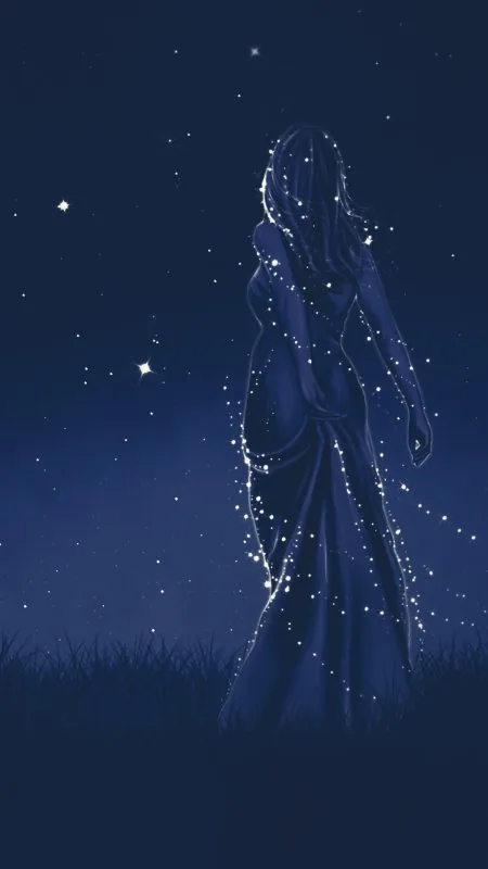 Starlit Woman Silhouette Anime Wallpaper