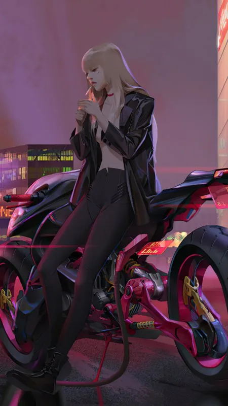 Stylish Bike Girl HD Anime Wallpaper