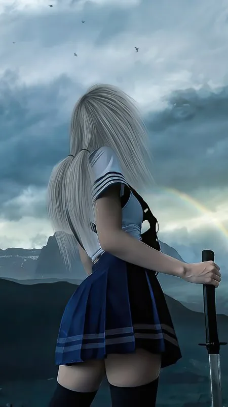 Stylish School Girl HD Anime Wallpaper