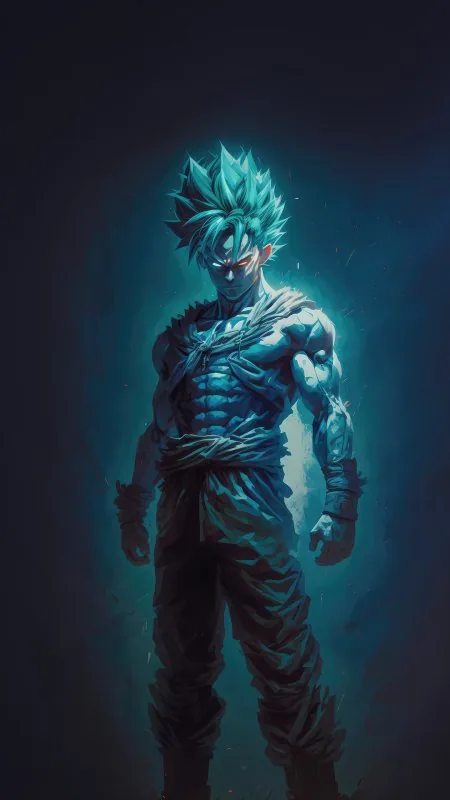 Teal Glowing Saiyan Warrior Anime Wallpaper