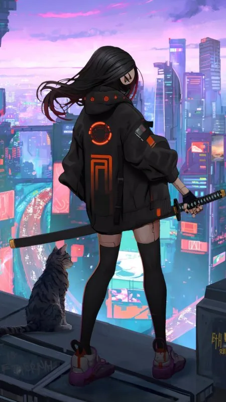 Urban Girl With Sword Anime Wallpaper