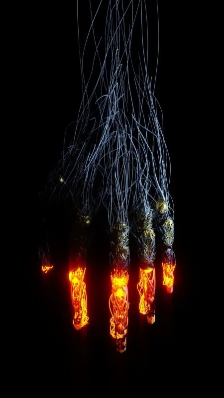 Burning Wire Strands Black Wallpaper