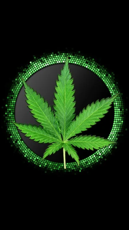 Cannabis Leaf Green Circle Black Wallpaper