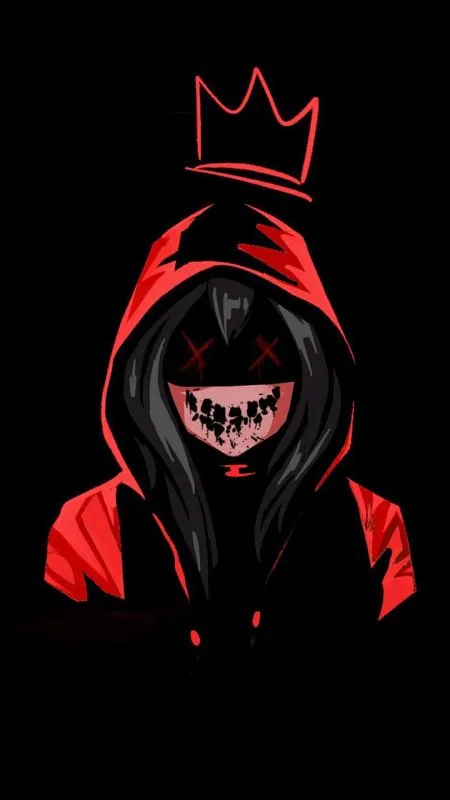 Crowned Red Hood Grin Black Wallpaper