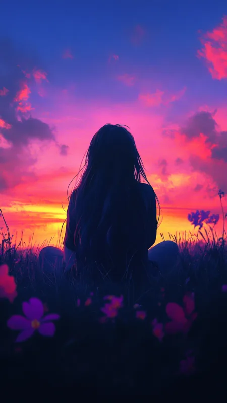 Dark Alone Girl Garden Black Wallpaper