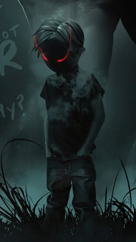Dark Little Boy Black Wallpaper