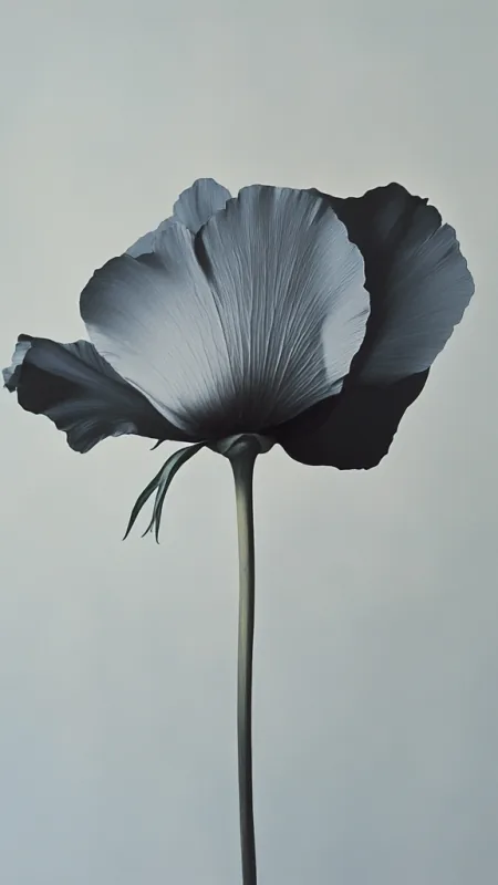Dark Poppy Flower Black Wallpaper