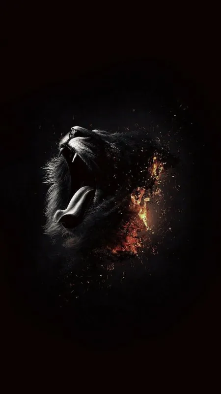 Lion Black Mobile Wallpaper