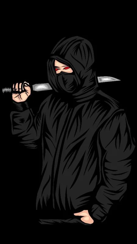 Ninja Holding Sword Black Wallpaper