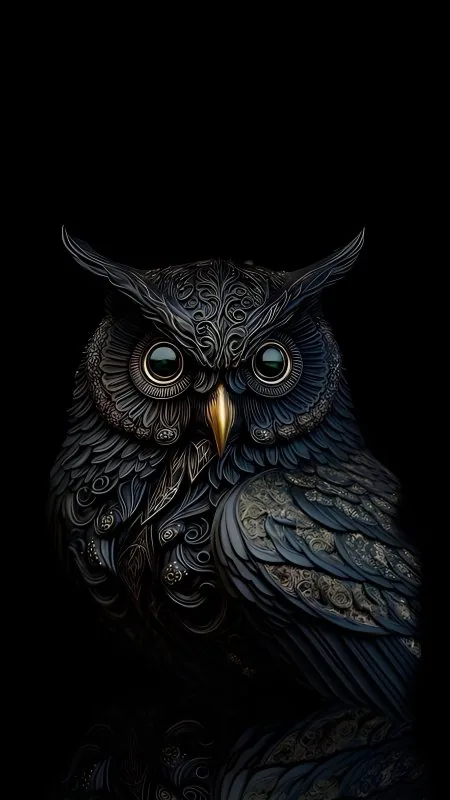 Owl Bird Golden Dark Black Wallpaper