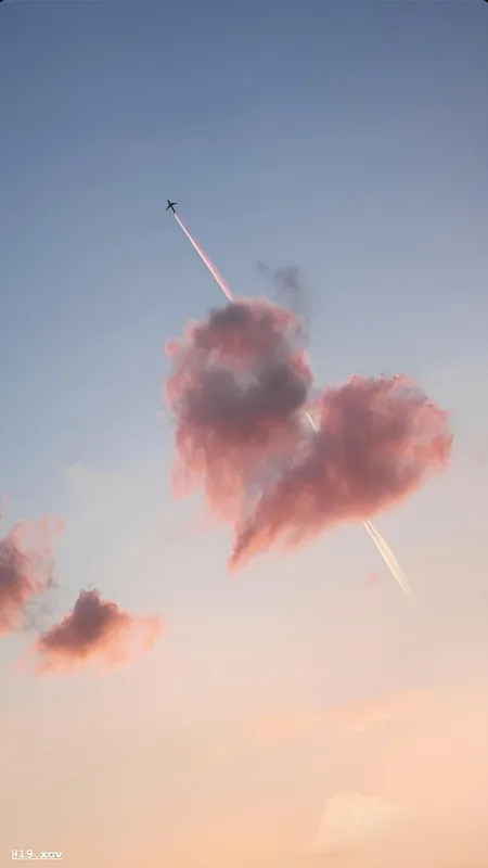 Cloud Aesthetic Heart Cross Plane Sky Wallpaper