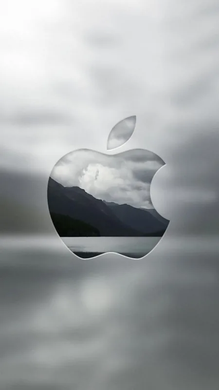 Apple Logo Mountain Lake Cool Wallpaper