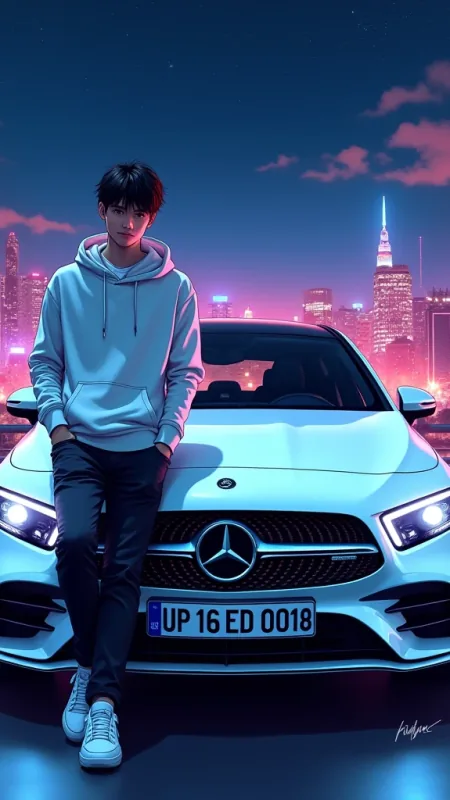 Cool Boy With Car HD Wallpaper