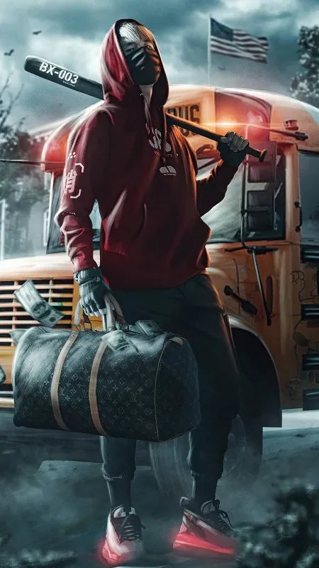 Cool Boy With Slugger And Money Wallpaper