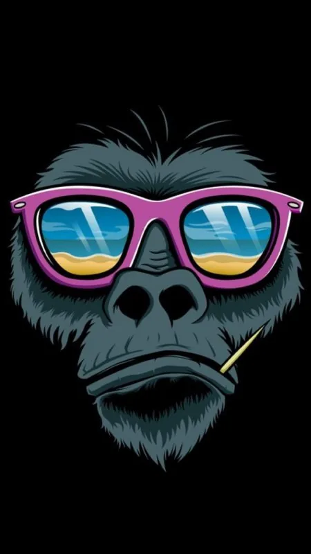 Gorilla In Pink Sunglasses Cool Wallpaper