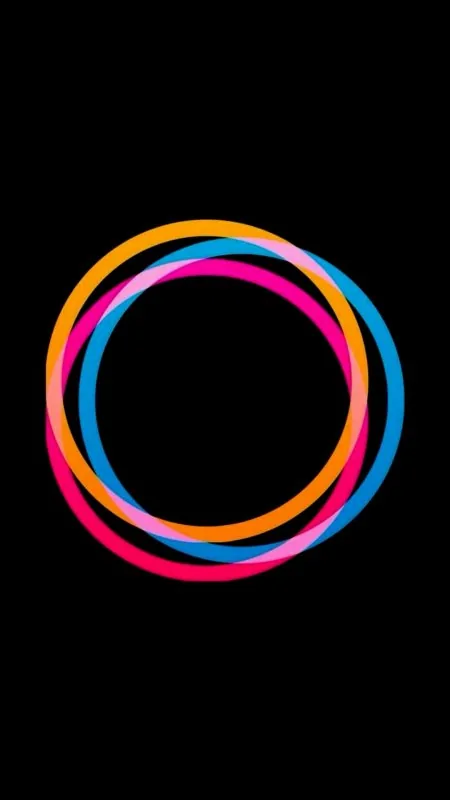 Interlocked Neon Rings Cool Wallpaper