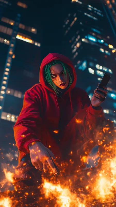 Joker Wearing A Red Hoodie Cool Wallpaper