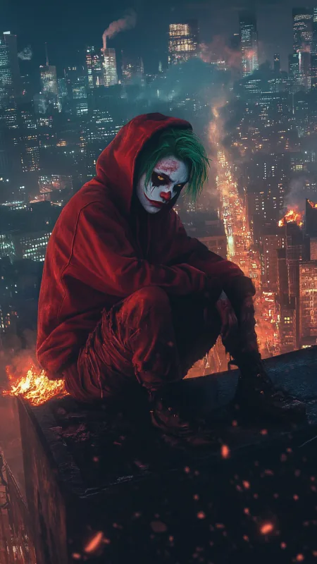 Joker Wearing A Red Hoodie HD Cool Wallpaper