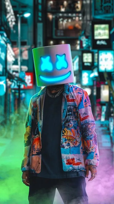 Cool Marshmello Neon Phone Wallpaper