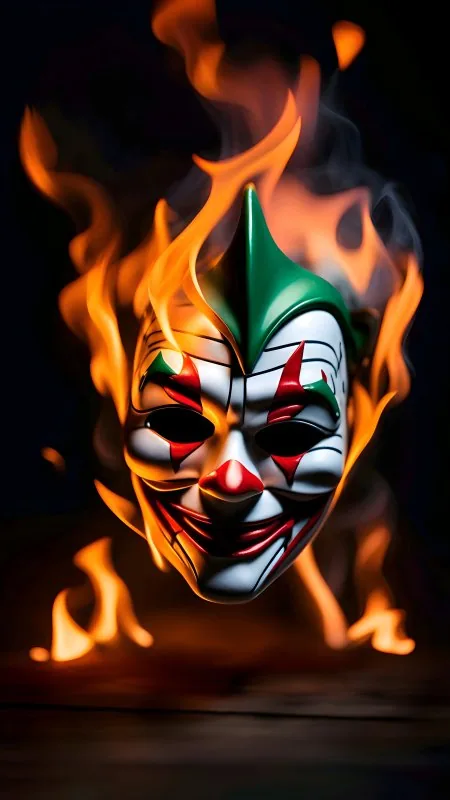 Mask Clown Fire Flame Art Cool Wallpaper