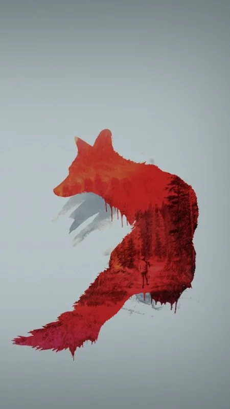 Red Fox Forest Silhouette Cool Wallpaper