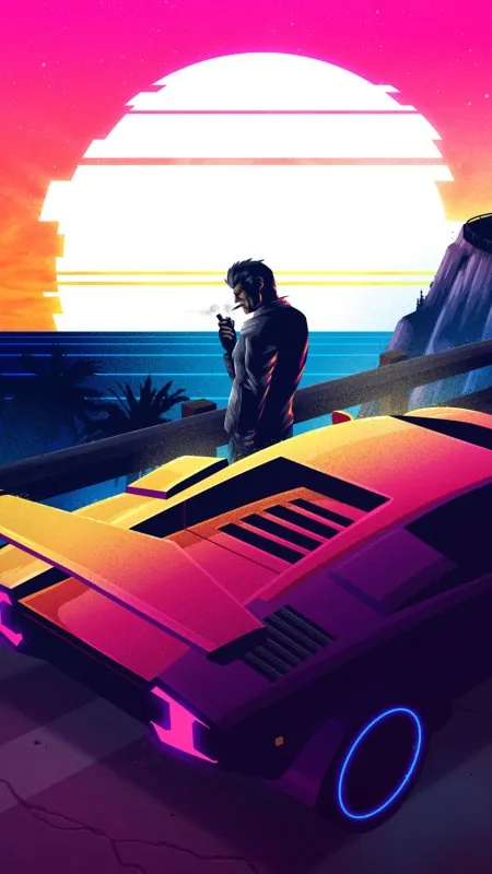 Retrowave Smoking Person HD Cool Wallpaper