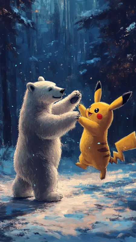 Bear Dancing Salsa With Pikachu HD Cute Wallpaper
