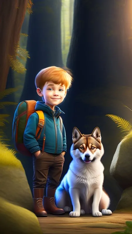 Cute Boy With Dog Wallpaper