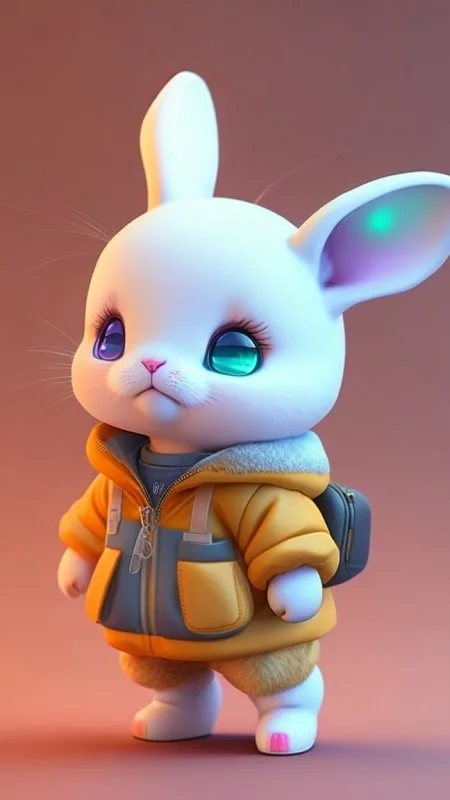 Bunny In Yellow Jacket Cute Wallpaper