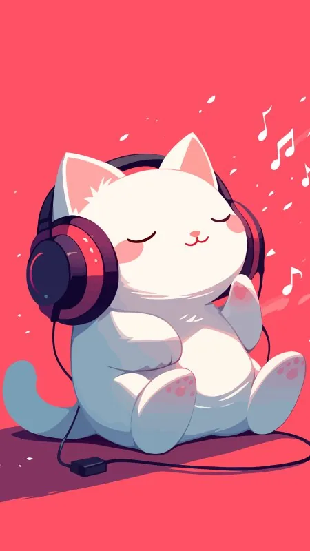 Cat Kitty Music Art Cute Wallpaper