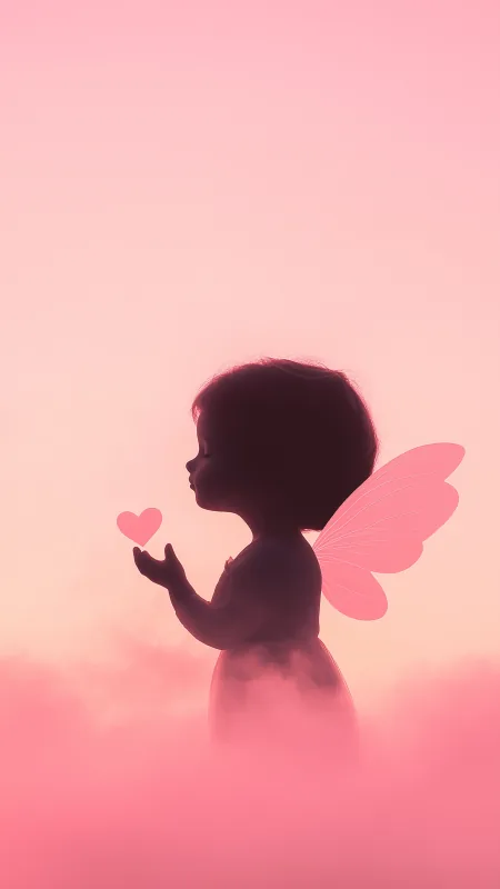 Cupid Silhouette Over Sampling HD Cute Wallpaper