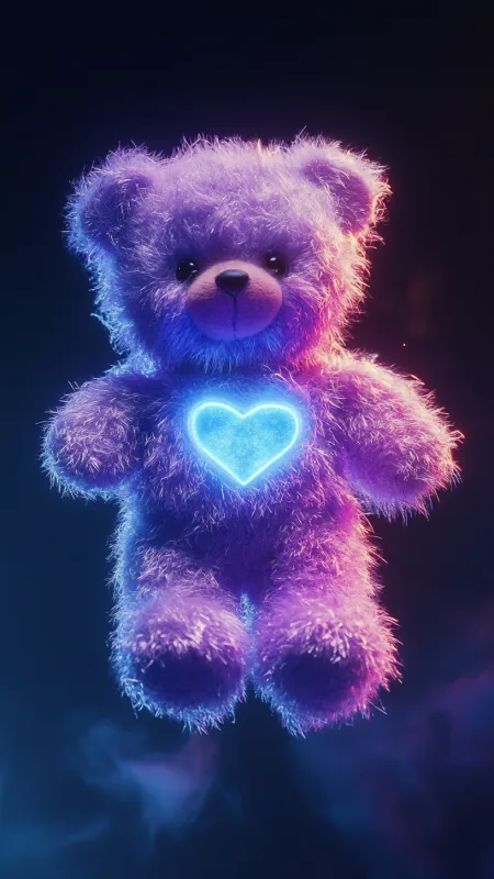 Dark Purple Colored Cute Teddy Phone Wallpaper
