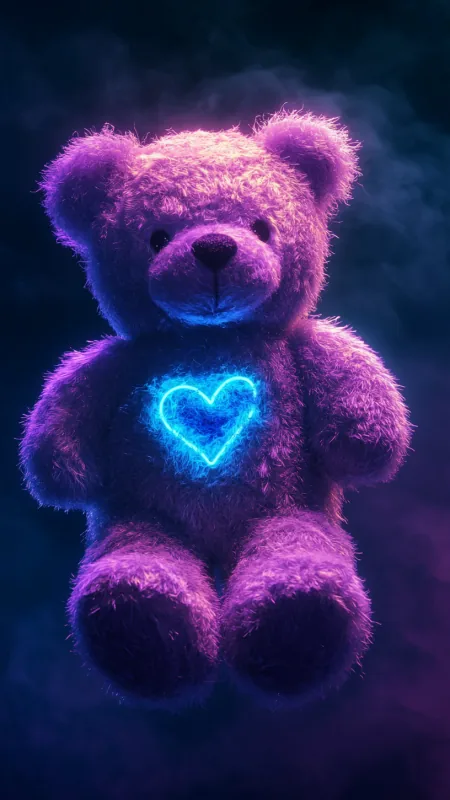 Dark Purple Colored Cute Teddy Phone Wallpaper