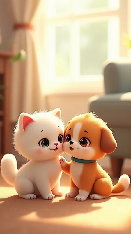 Cute Dog Cat Wallpaper