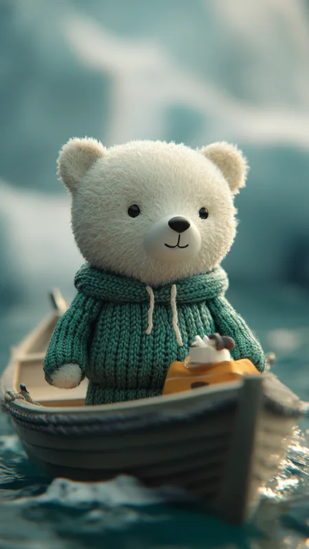 Cute Doll Polar Bear Wears Wallpaper