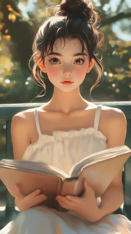Girl Book Sweetheart Bun Art HD Cute Wallpaper