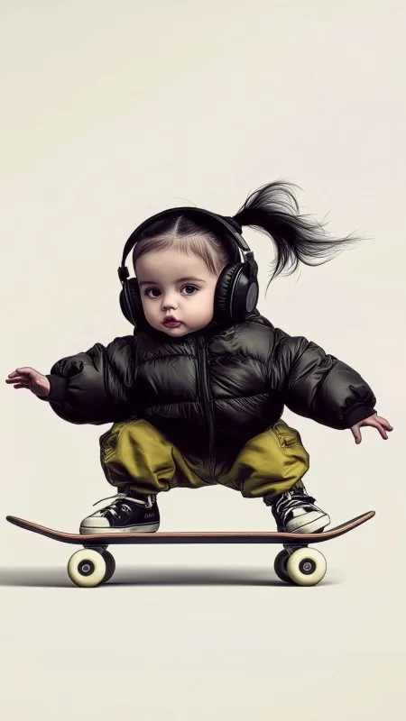 Girl Skate Headphones Cute Wallpaper