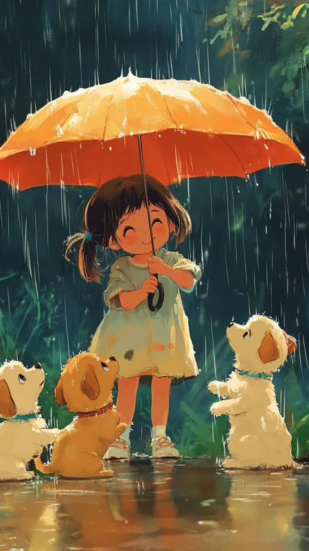 Cute Girl With Dogs Wallpaper