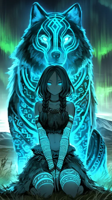 Cute Girl With Wolf HD Wallpaper