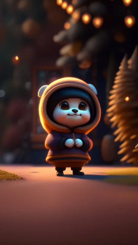 Hooded Panda At Twilight Cute Wallpaper