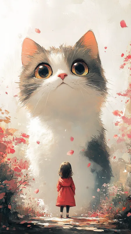 Large Cute Cat With Big Eyes Art Wallpaper