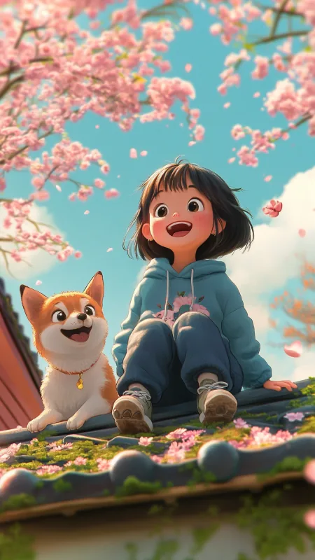 Little Girl And A Cute Puppy HD Wallpaper