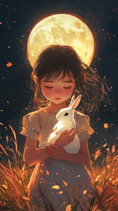 Lovely Girl Holding A Rabbits HD Cute Wallpaper