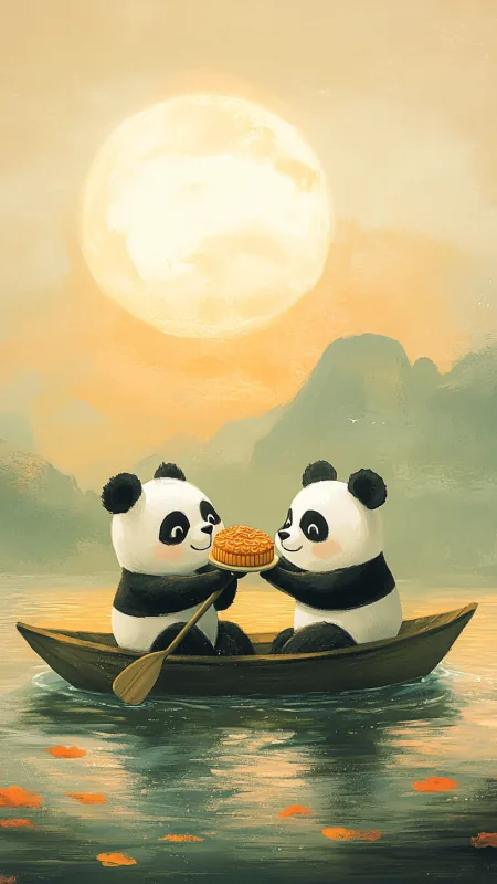 Cute Panda Art Phone Wallpaper