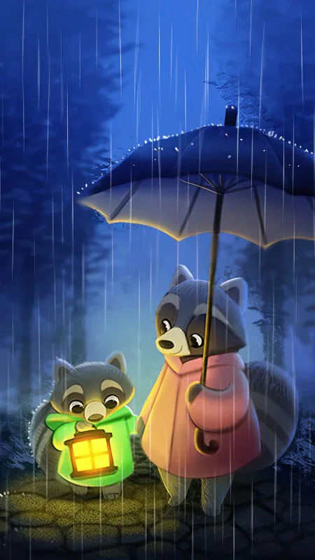 Cute Pandas In Rain Wallpaper