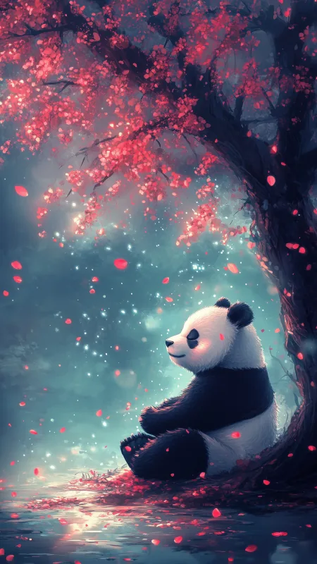 Peaceful Panda Sitting HD Cute Wallpaper