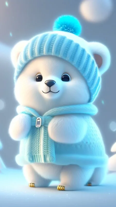 Polar Bear Knit Beanie Cute Wallpaper