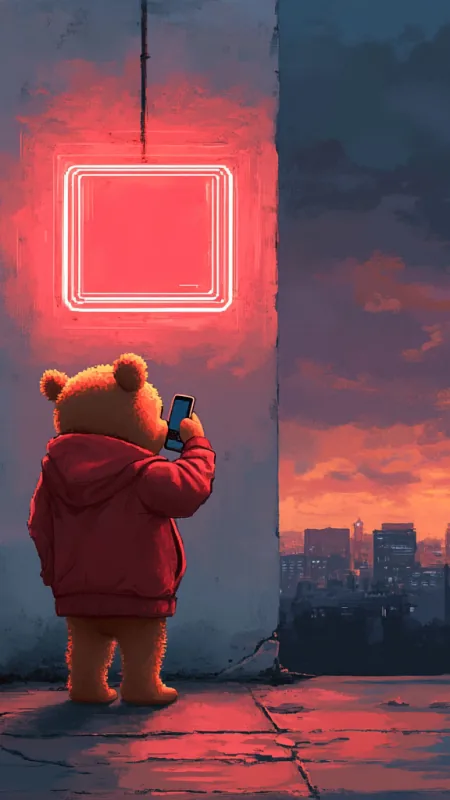 Red Hoodie Teddy Cute Wallpaper