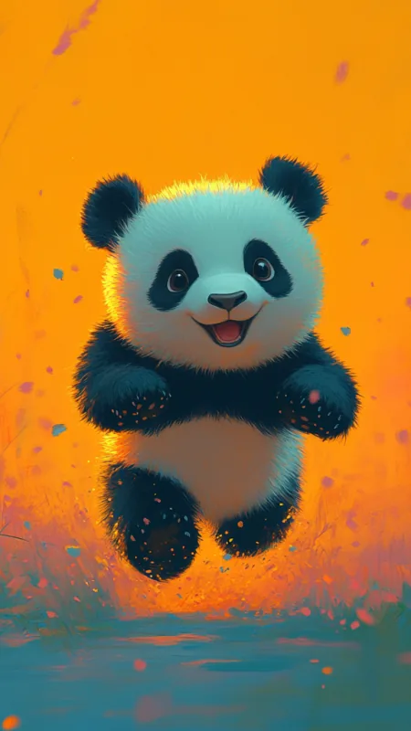 Running Panda Cute Wallpaper